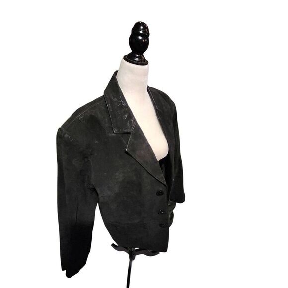 Vintage Black Suede Blazer Medium 90s RR - Picture 2 of 9
